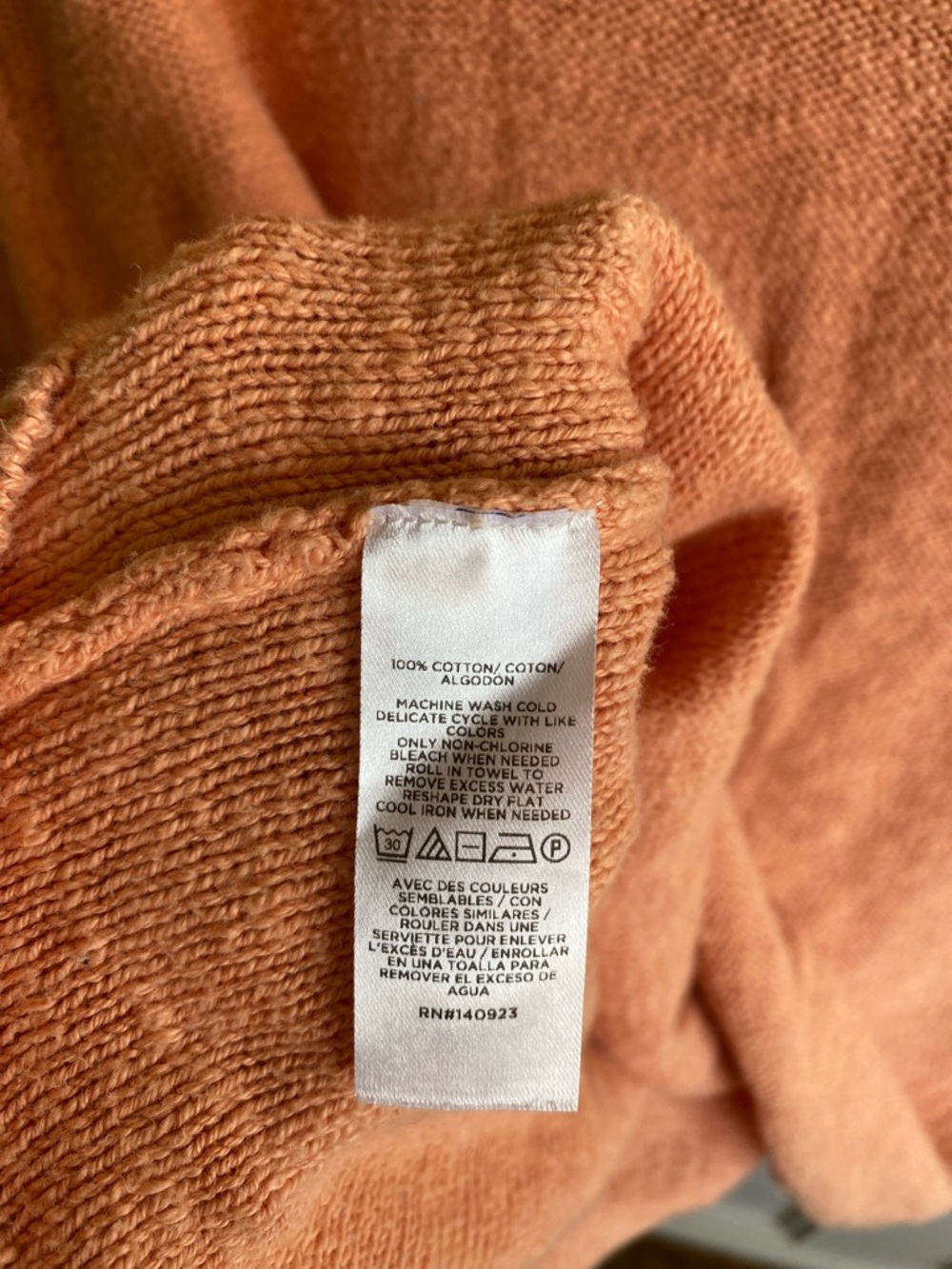 100% Cotton Peach Short Sleeve Sweater | Boat Neck Minimalist Knit M - Picture 4 of 4